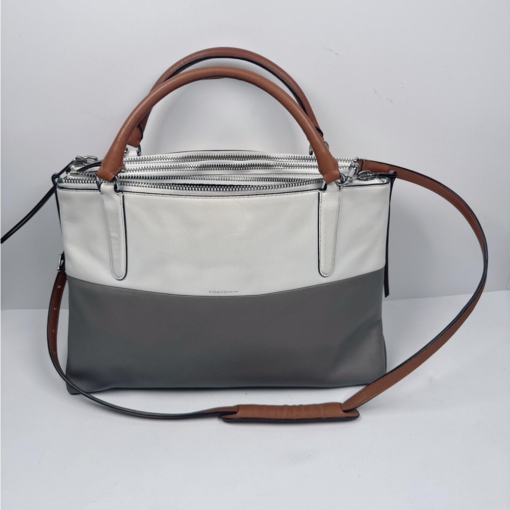 Coach Borough Retro Colorblock Tricolor Leather Convertible Tote Bag